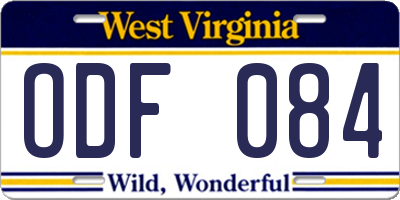 WV license plate ODF084