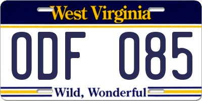 WV license plate ODF085
