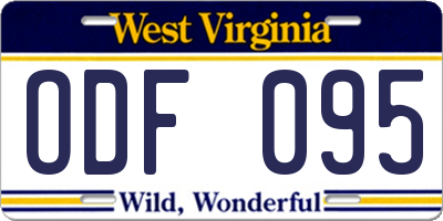 WV license plate ODF095