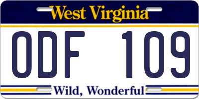 WV license plate ODF109