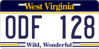 WV license plate ODF128
