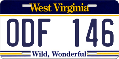 WV license plate ODF146