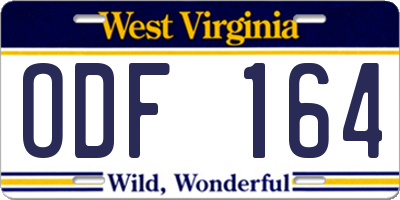 WV license plate ODF164