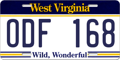 WV license plate ODF168