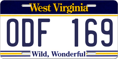 WV license plate ODF169
