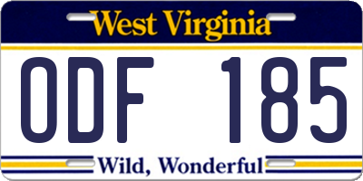 WV license plate ODF185