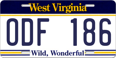 WV license plate ODF186