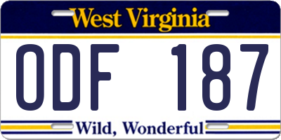 WV license plate ODF187