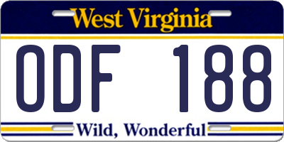 WV license plate ODF188