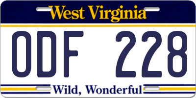 WV license plate ODF228