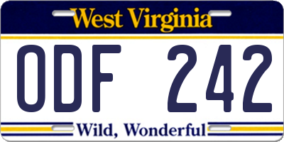 WV license plate ODF242