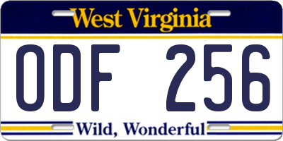 WV license plate ODF256