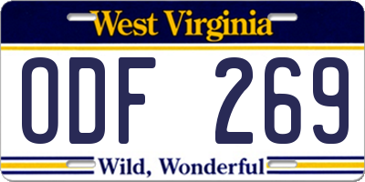 WV license plate ODF269
