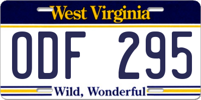 WV license plate ODF295