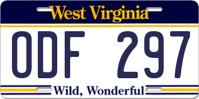 WV license plate ODF297