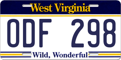 WV license plate ODF298