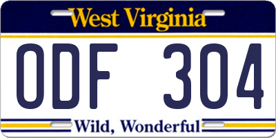 WV license plate ODF304