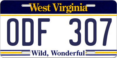 WV license plate ODF307