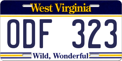 WV license plate ODF323