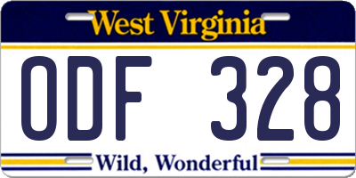 WV license plate ODF328