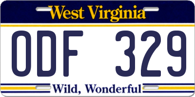 WV license plate ODF329