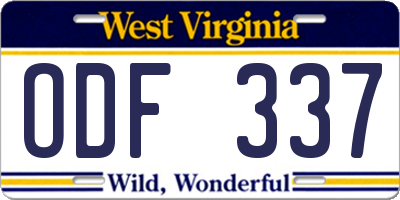 WV license plate ODF337