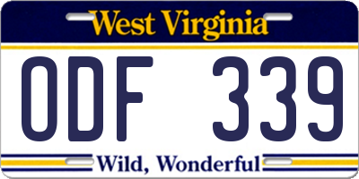 WV license plate ODF339
