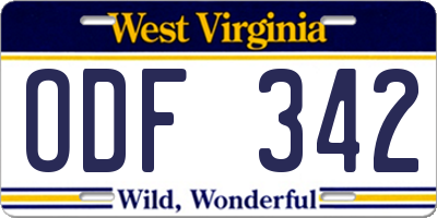 WV license plate ODF342