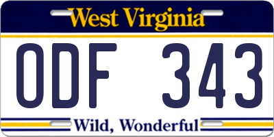 WV license plate ODF343