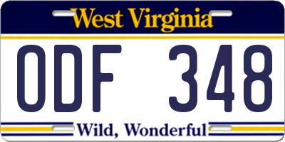 WV license plate ODF348