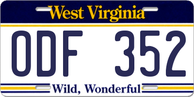 WV license plate ODF352