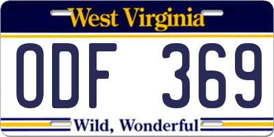 WV license plate ODF369