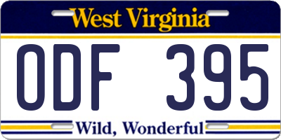 WV license plate ODF395