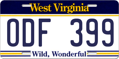 WV license plate ODF399