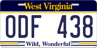 WV license plate ODF438