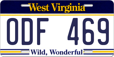 WV license plate ODF469