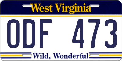 WV license plate ODF473