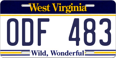 WV license plate ODF483