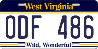 WV license plate ODF486