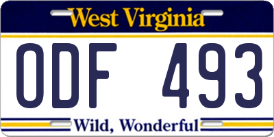 WV license plate ODF493