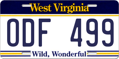 WV license plate ODF499