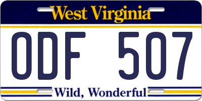 WV license plate ODF507