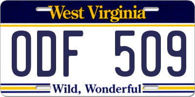 WV license plate ODF509