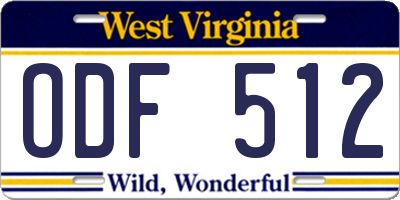 WV license plate ODF512