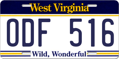 WV license plate ODF516