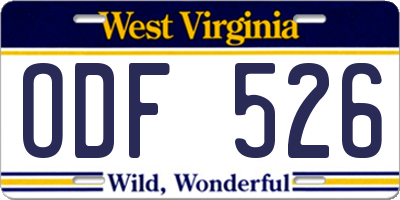 WV license plate ODF526
