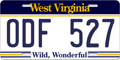WV license plate ODF527