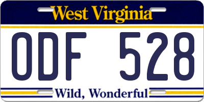 WV license plate ODF528