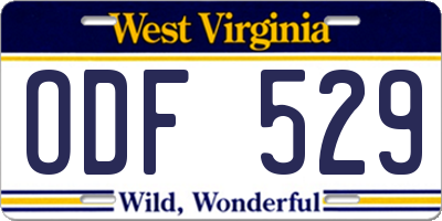 WV license plate ODF529