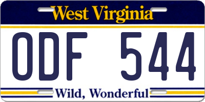 WV license plate ODF544